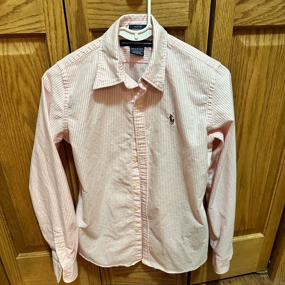 ralph lauren button up pinstripe